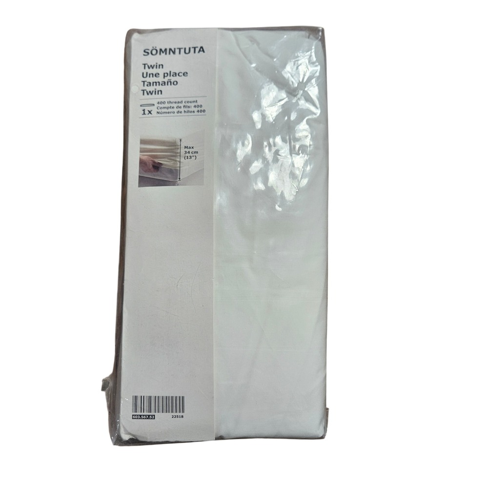 IKEA Somntuta Twin Fitted Sheet 400 Thread Count 100% Cotton White NWT